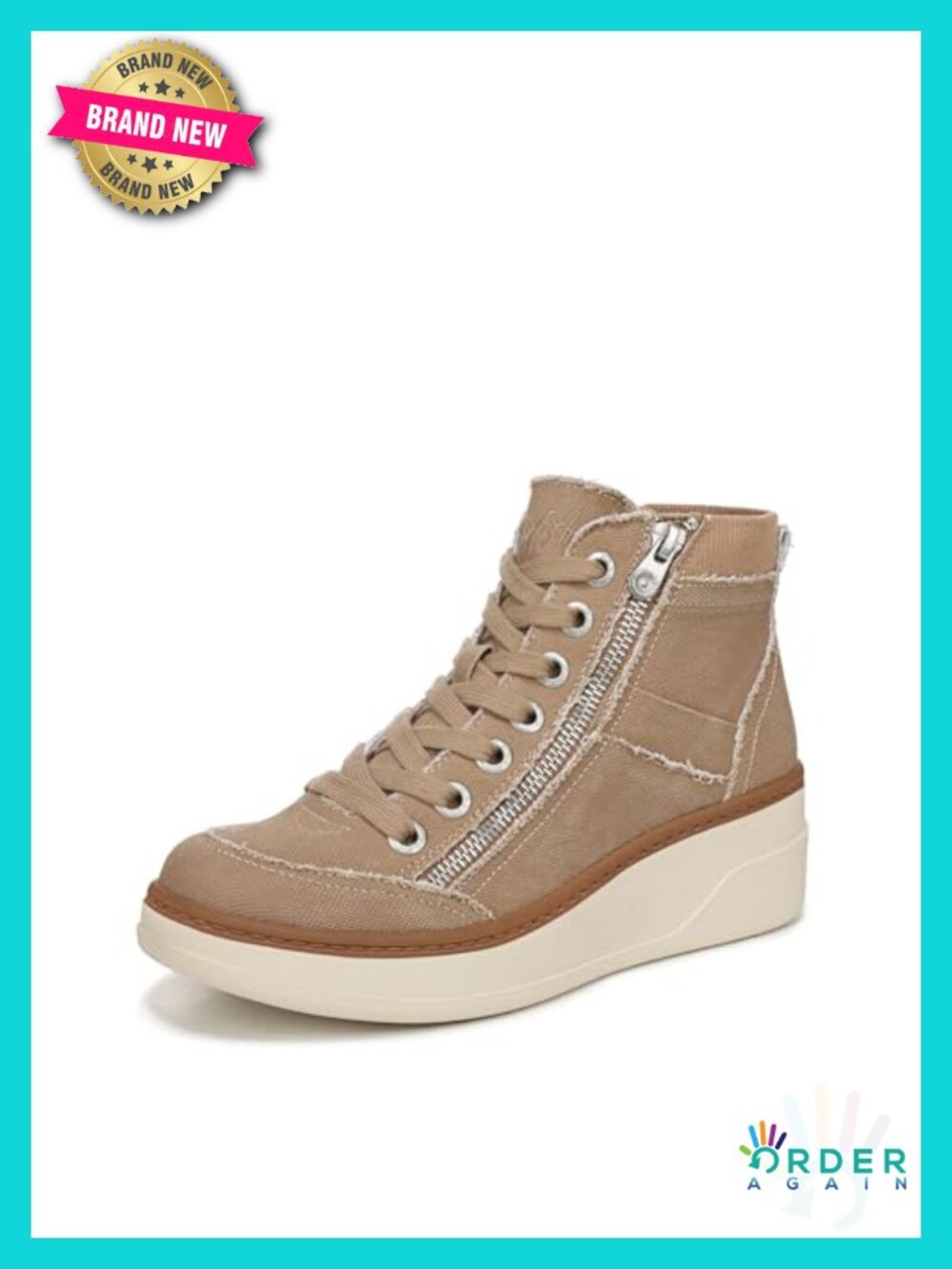 Wedge Platform Sneaker - Low Top, Vegan Friendly, Zipper & Lace-Up